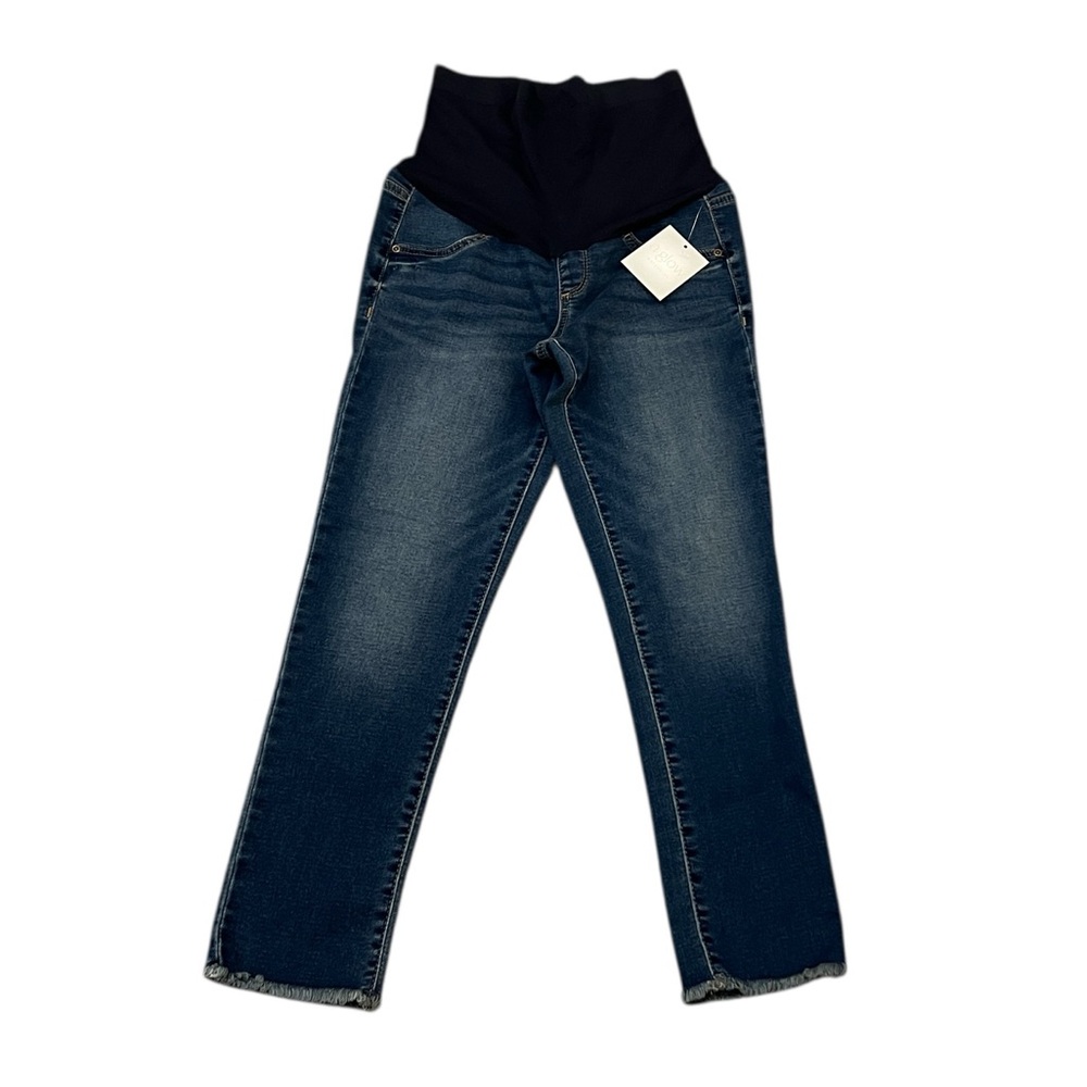 A Glow‎ Maternity Skinny Jeans Size 2 Denim raw leg a:glow Medium Wash